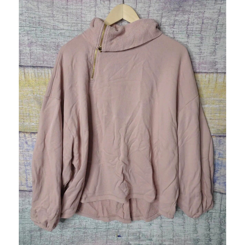 Peace Love World Reverse Loop French Terry Top - Mandy Pink, Size XL A474585